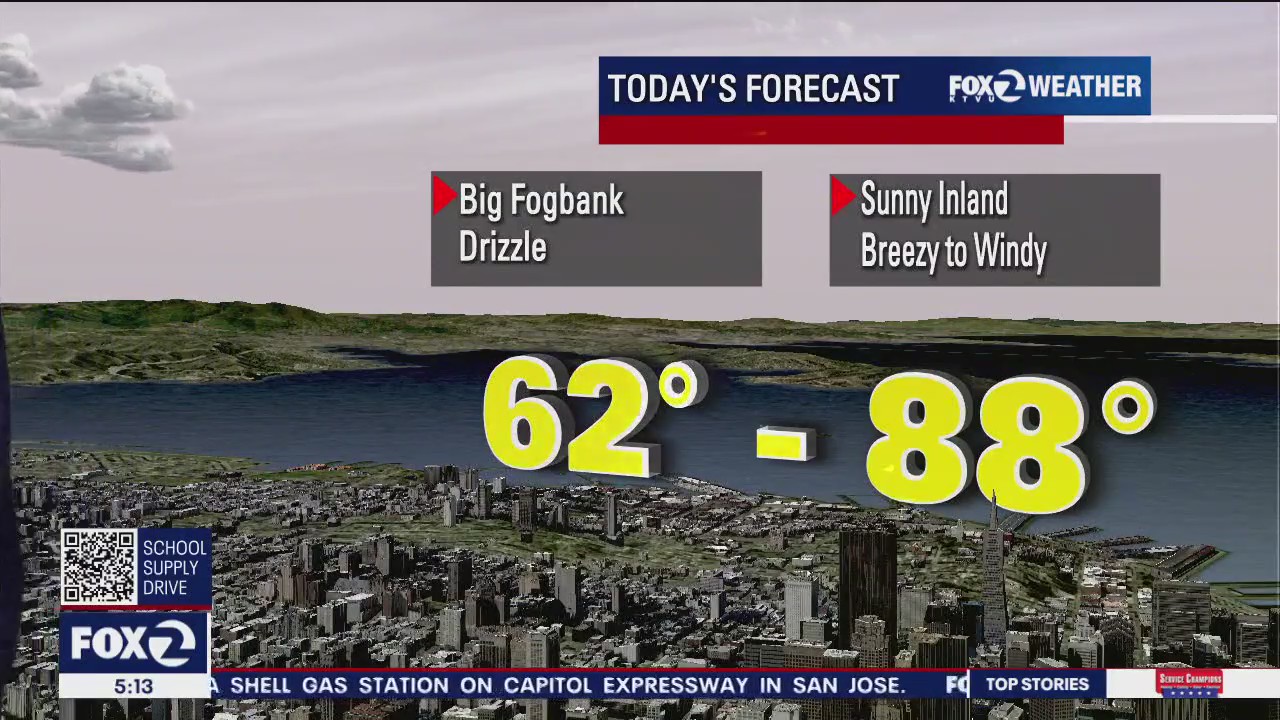 Big fogbank, drizzle but sunny inland