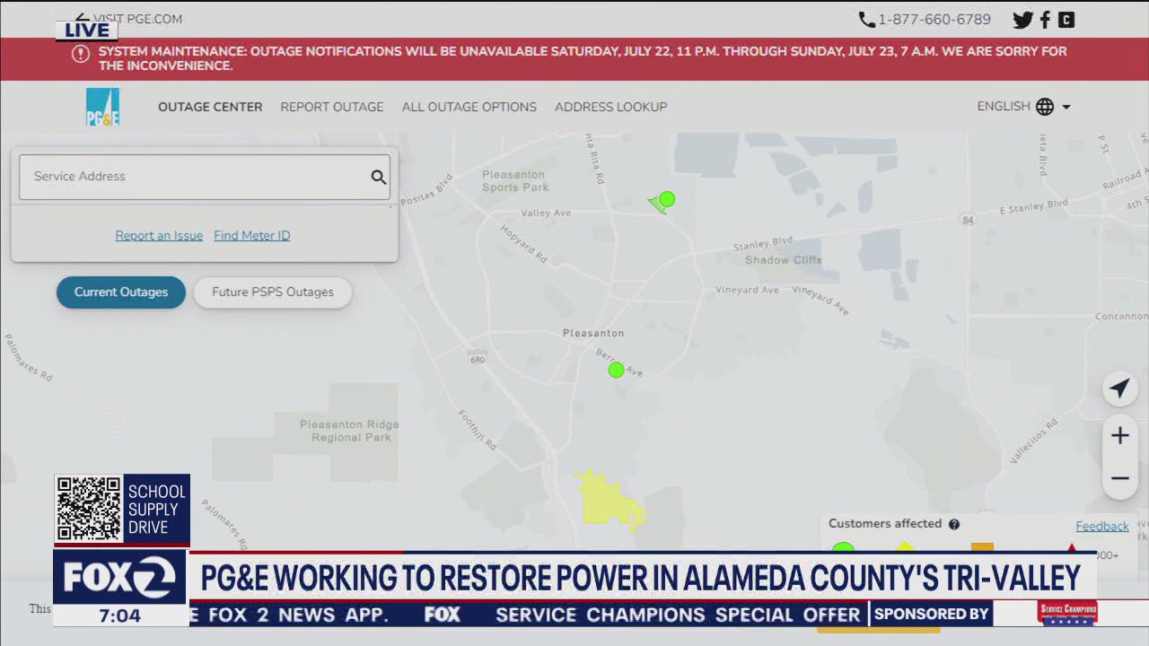Power outage affects 4,200 customers in Pleasanton, Dublin, PG&E says