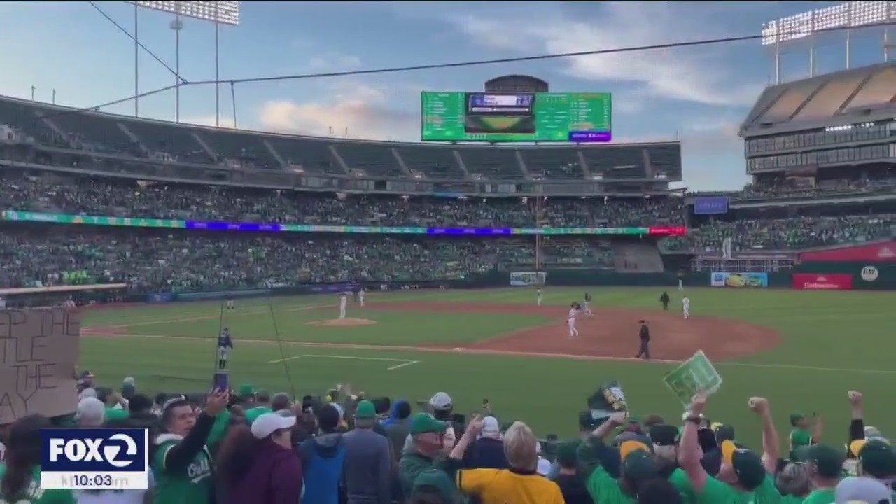Bay Bridge Series: A's fans get Giants fans to join 'sell the team' protest