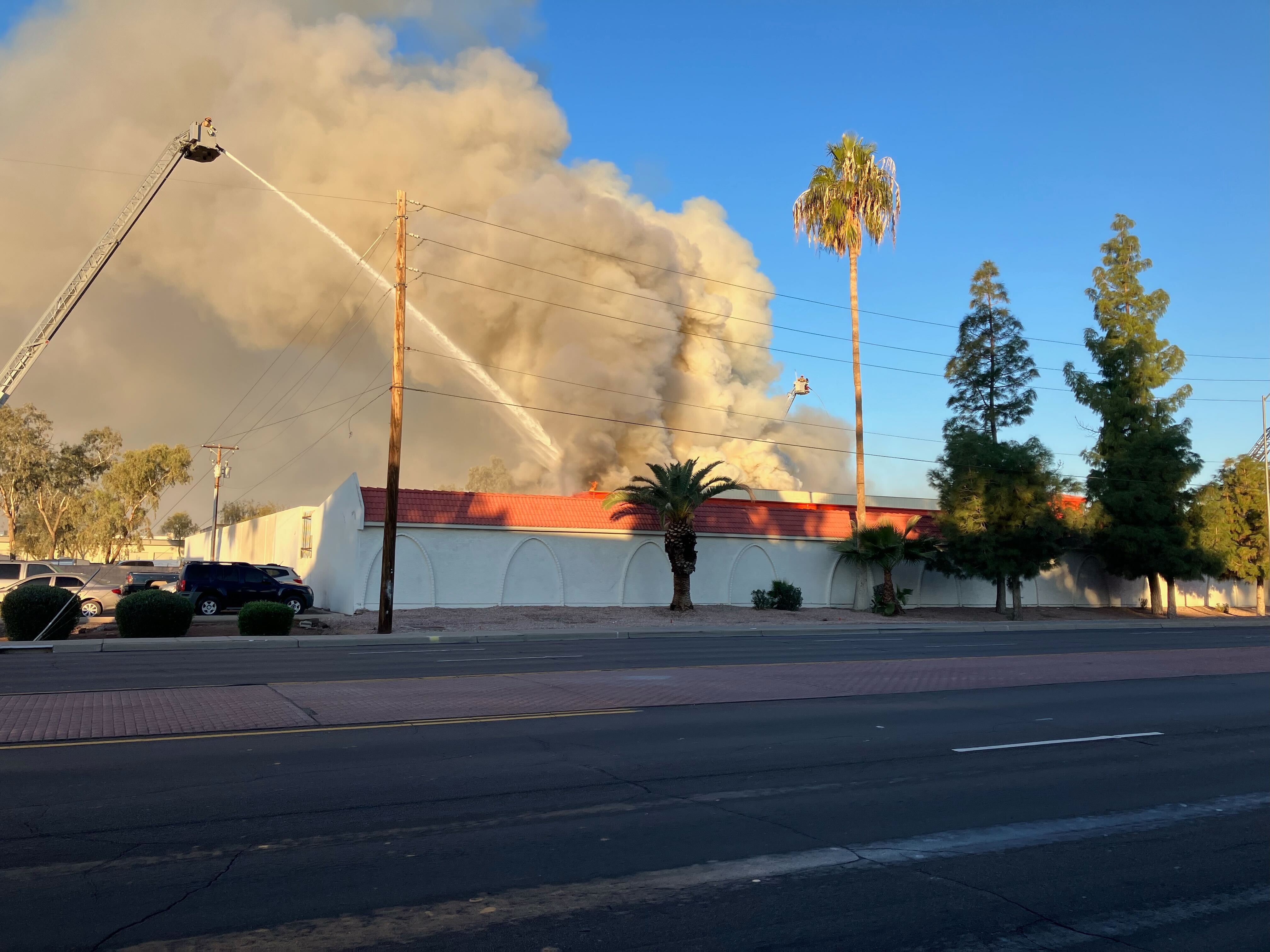 Mesa firefighters battle massive fire at storage facility