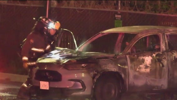 Oakland crews pull out person 'fully engulfed in flames' from car
