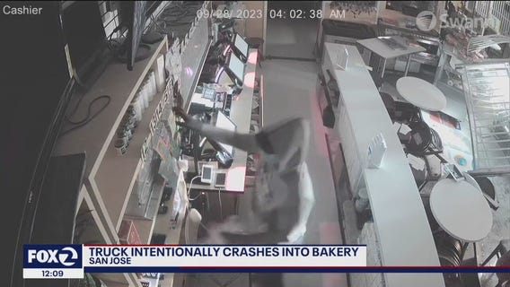 Stolen truck driver slams into San Jose bakery, suspect steals lottery tickets