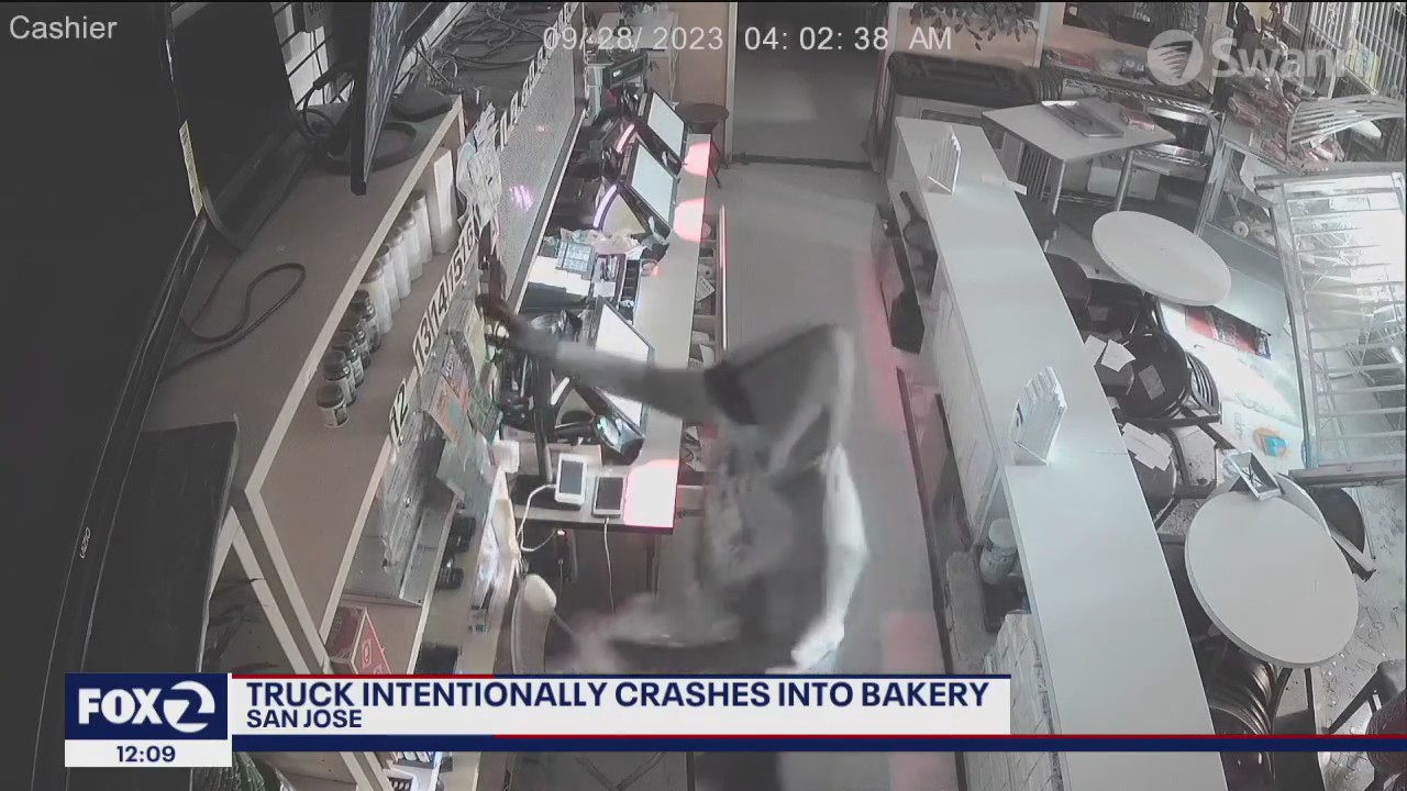 Stolen truck driver slams into San Jose bakery, suspect steals lottery tickets