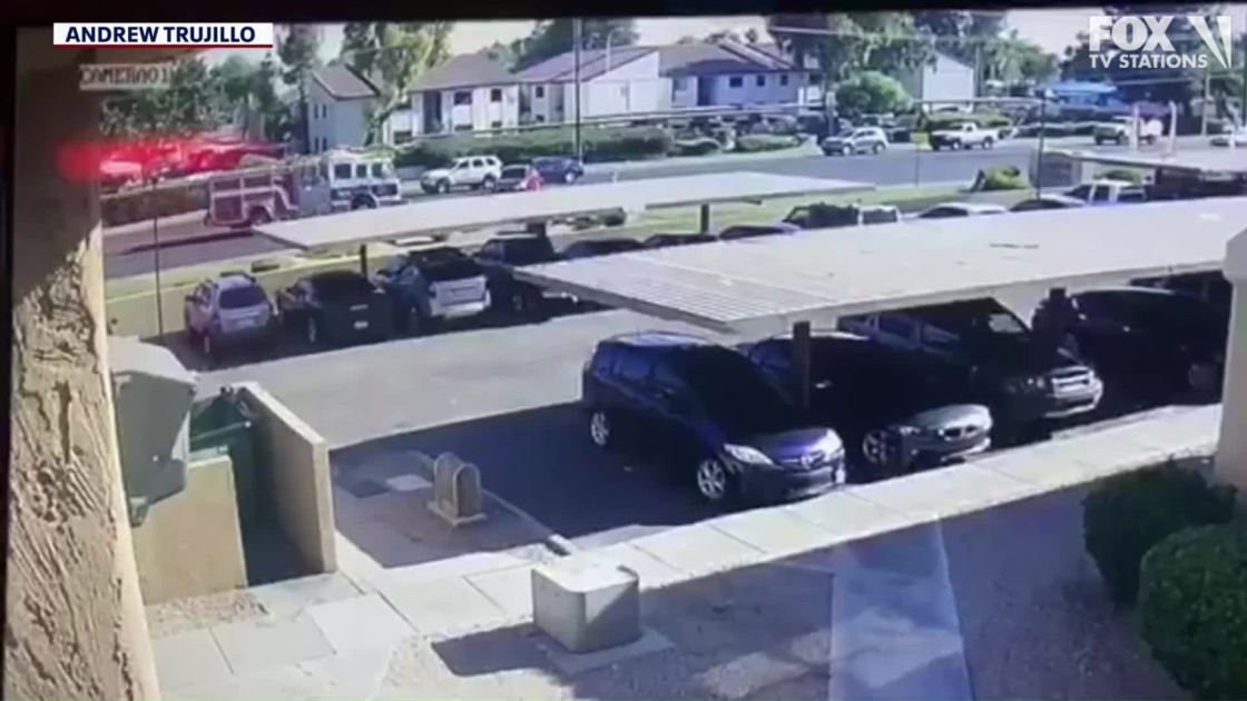 Fire truck crashes into car, structure | FOX 10 Phoenix