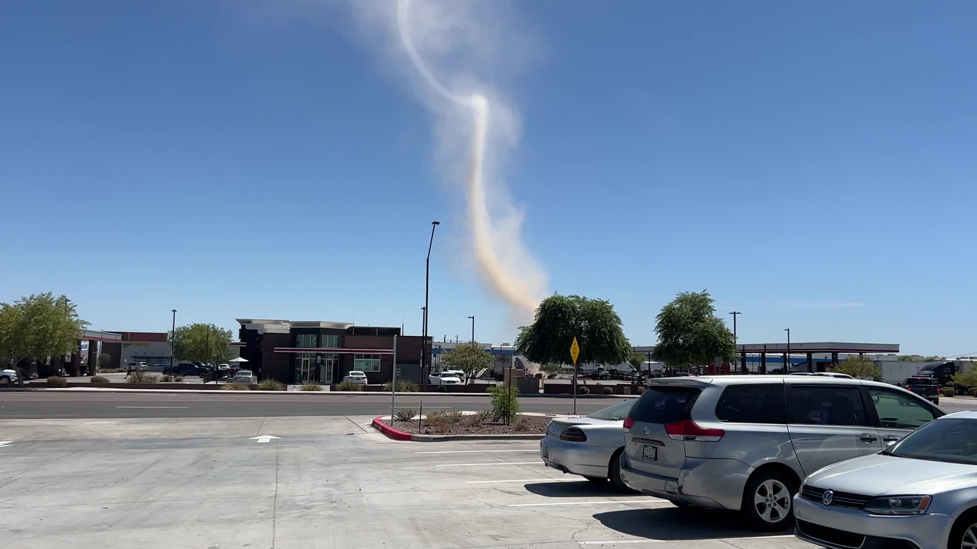 Dust devil shoots into the Arizona sky
