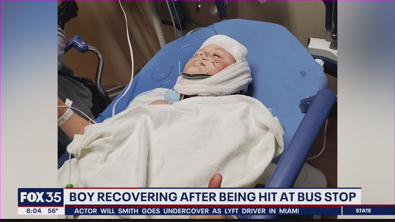 Boy recovering after being hit at school bus stop