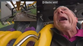 John Hook calls a game while on Arlington rollercoaster