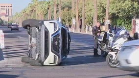 SUV flipped on its side in downtown Phoenix