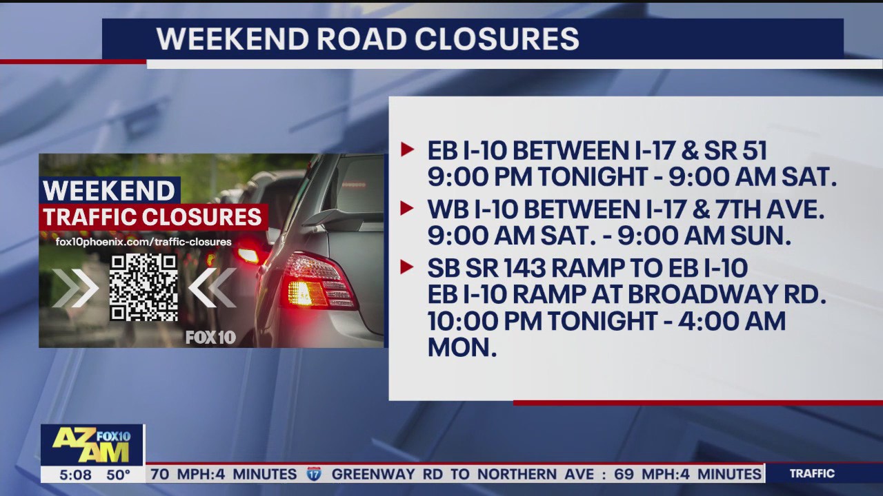 Phoenix weekend freeway closures (Jan. 26-29)