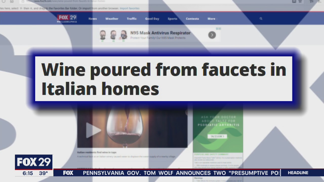 Wine poured from faucets in Italian homes