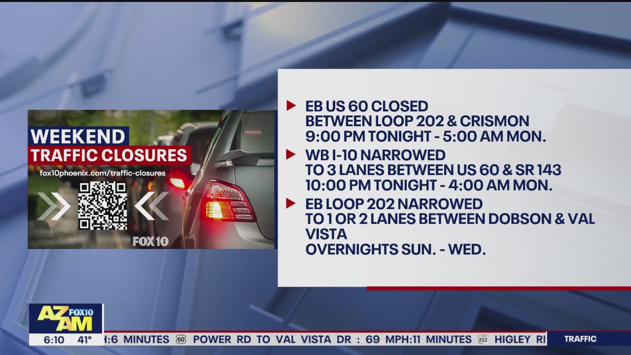 Phoenix weekend freeway closures (Feb. 9-12)