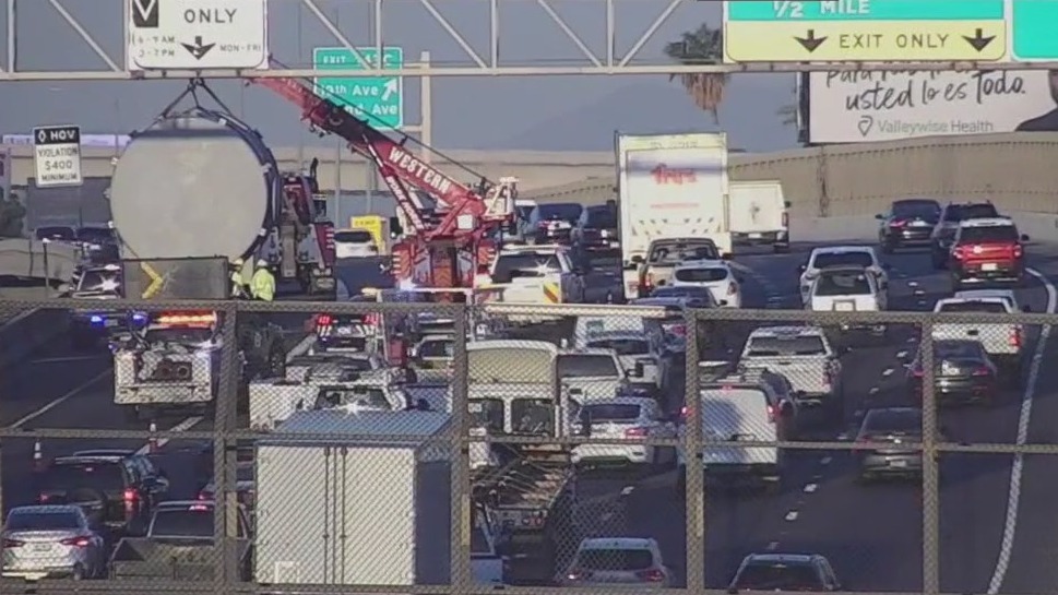 Tanker truck collides with dump truck on I-10