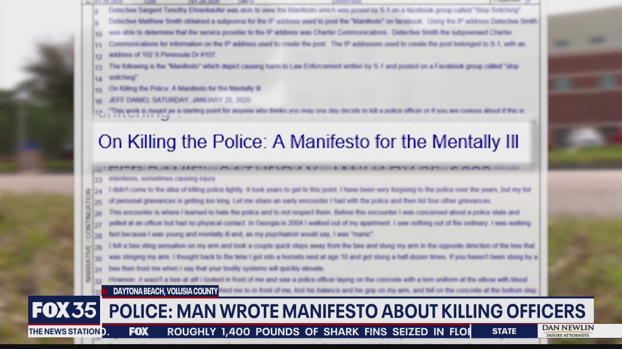 Man accused of writing manifesto about killing officers