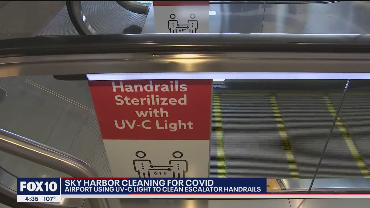 Sky Harbor Airport using UV-C sanitizing light inside Terminals 3 and 4