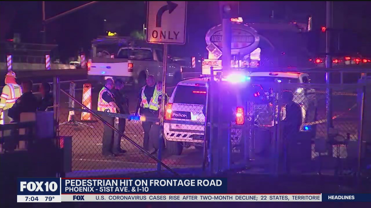 Pedestrian critically injured after being hit on frontage road