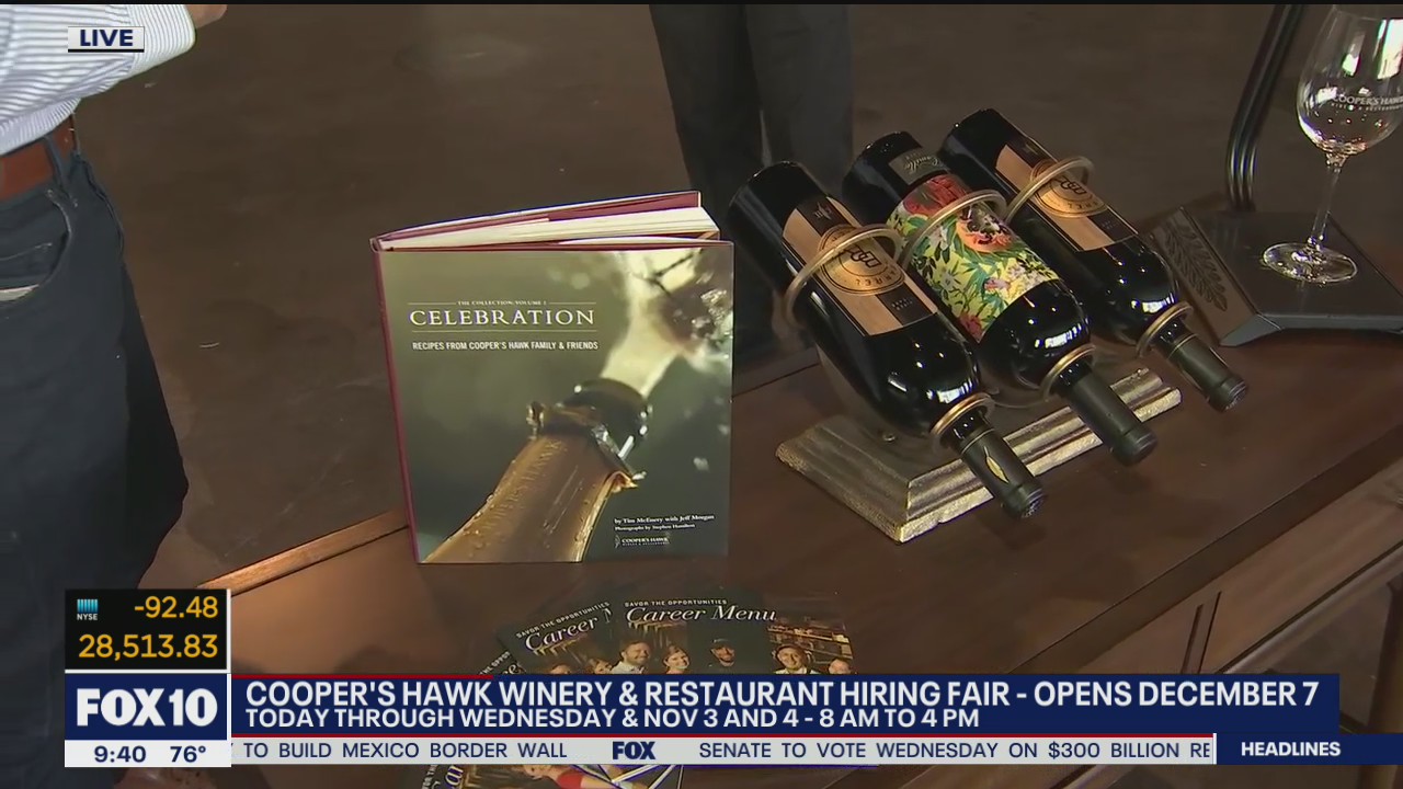 Cooper's Hawk winery and restaurant to hold hiring fair events