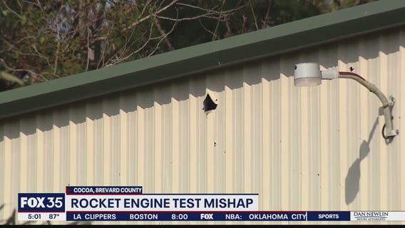 Rocket engine test mishap sends debris flying