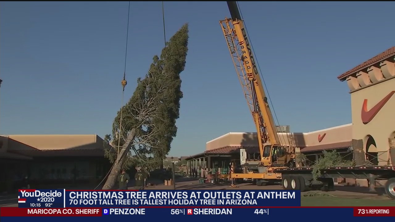 Holiday tree arrives at Anthem outlet mall
