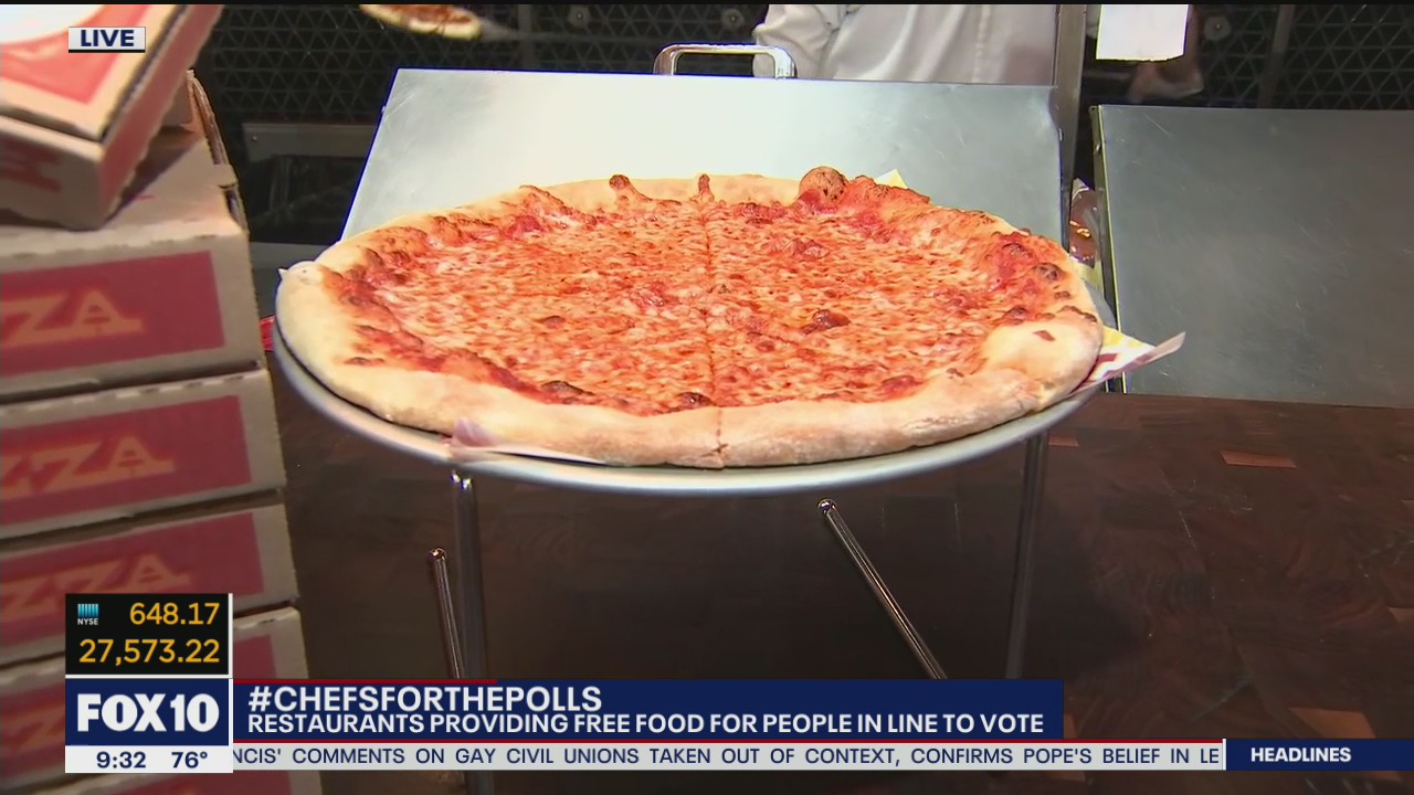 Restaurants providing free food for voters waiting in line at the polls