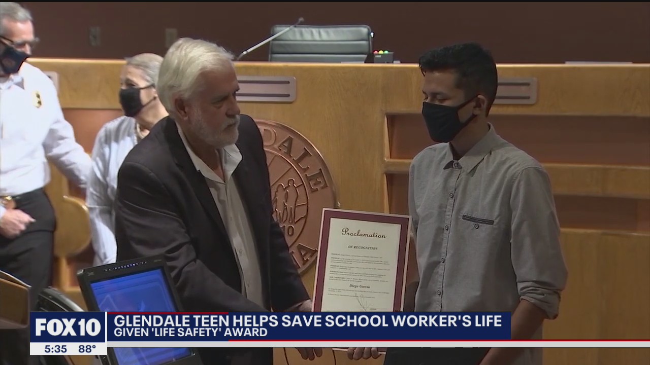 Student gets award after saving Glendale High School employee's life