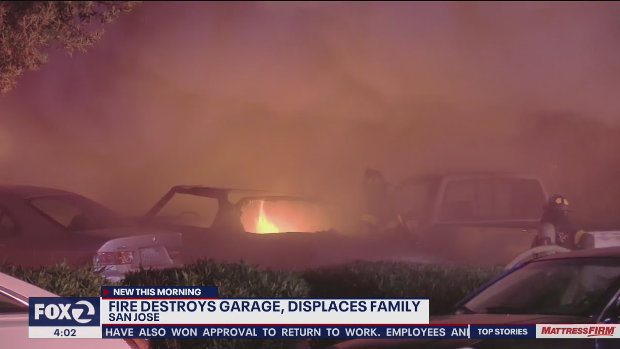 San Jose garage fire destroys 3 cars