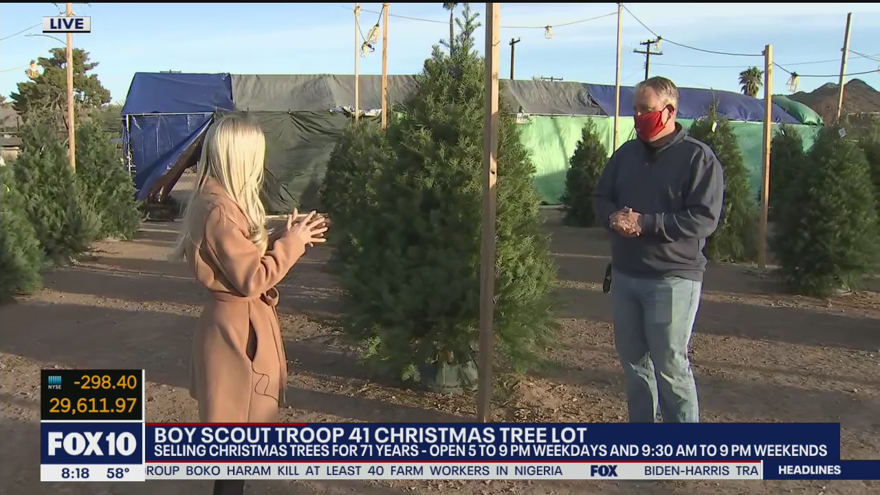 Boy Scout Troop 41 selling Christmas trees in Phoenix