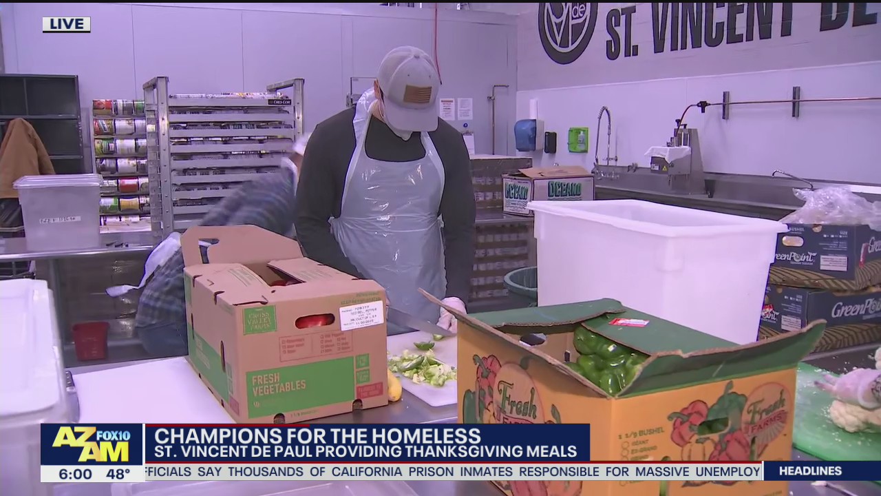 Volunteers working to provide Thanksgiving Day meals with St. Vincent de Paul