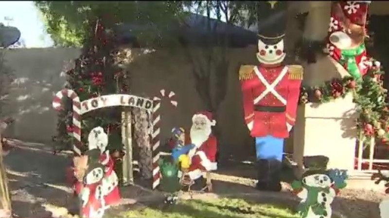 Christmas village display at Gilbert home