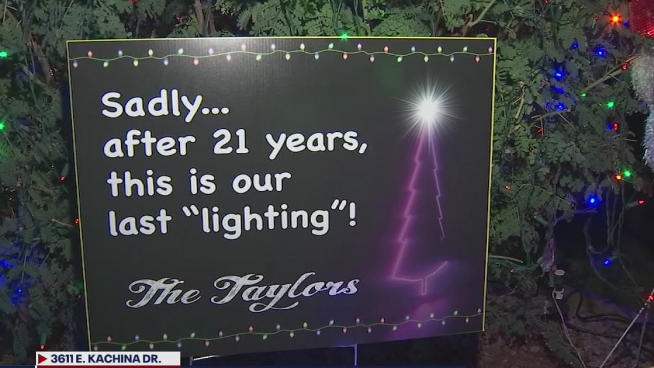 Taylor Family's Christmas decor lights up the neighborhood one last time