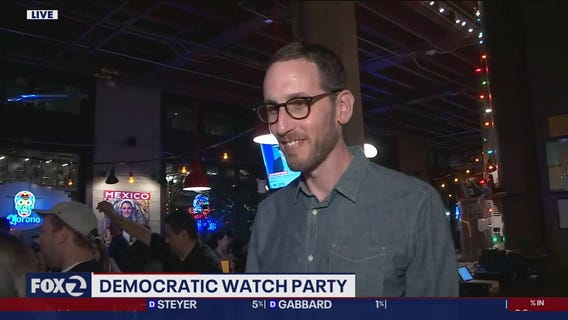 Speaking with Scott Wiener during SF Democratic watch party