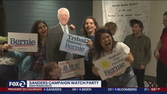Supporters of Bernie Sanders packed his San Francisco office to watch election results