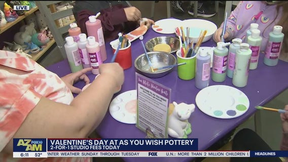 Make Valentine's Day pottery at As You Wish