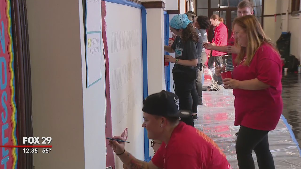 Dozens of volunteers brighten and 'sparkle' West Philadelphia elementary school
