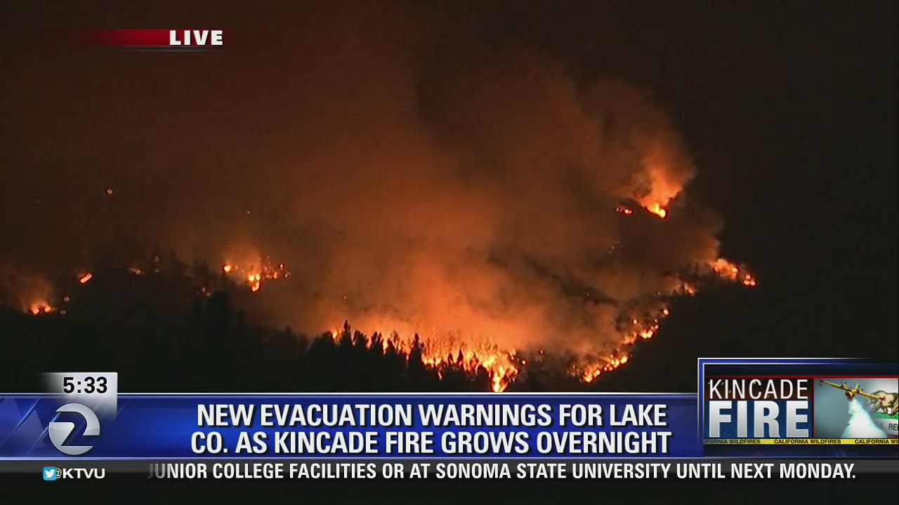 Fiery glow of flames in Lake County