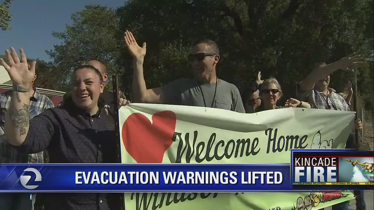 Residents cheer now that evacuation warnings are being lifted in Kincade Fire