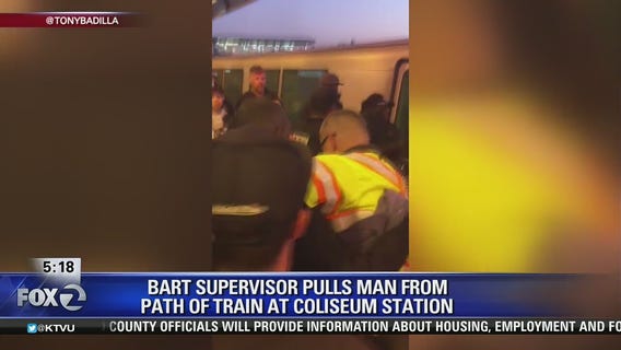 BART supervisor pulls man from oncoming train