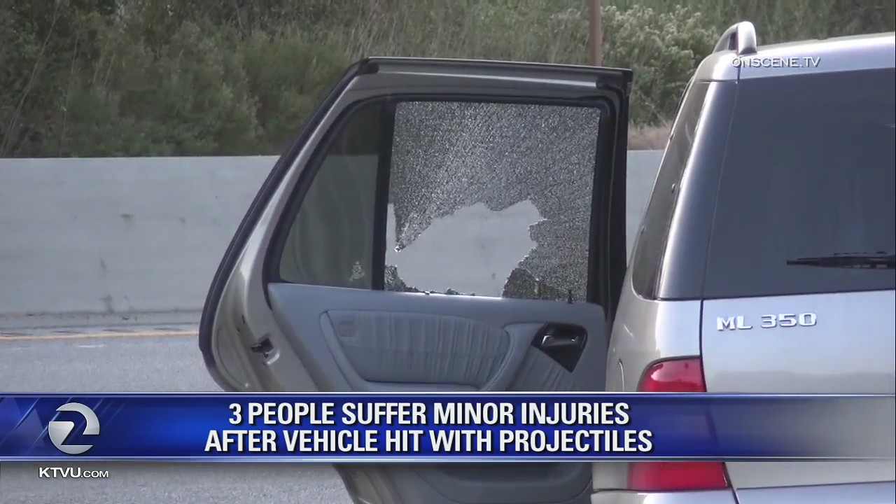 Projectiles pelt vehicles driving along 101 in Monterey Co., 3 injured