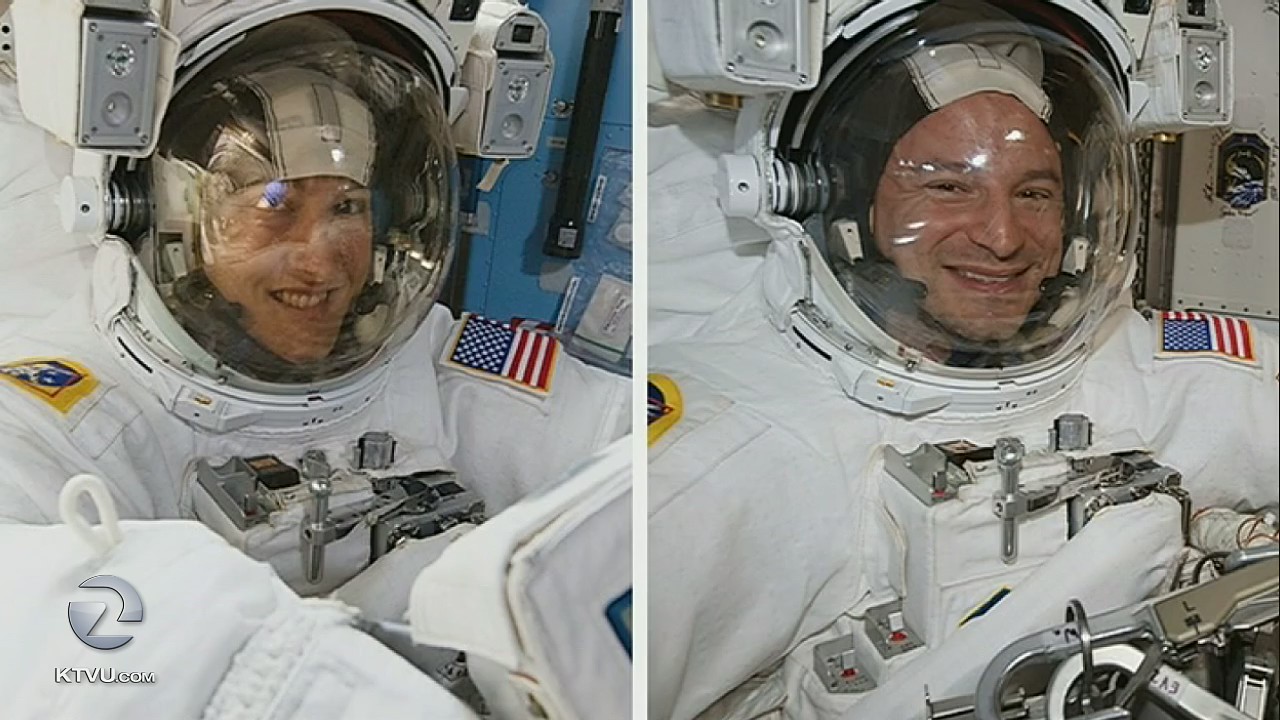 Astronauts replace old batteries in 1st of 5 spacewalks