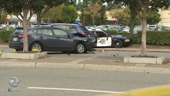 Pedestrian hospitalized after being struck by Redwood City police car