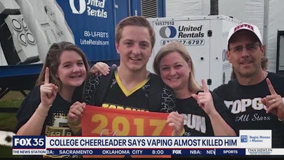 College cheerleader says vaping almost killed him