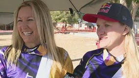 Women skydiving team training in Eloy