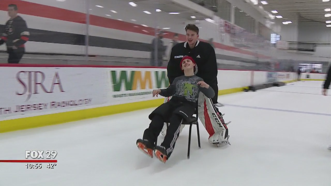 Flyers teach hockey to Overbrook School for the Blind students