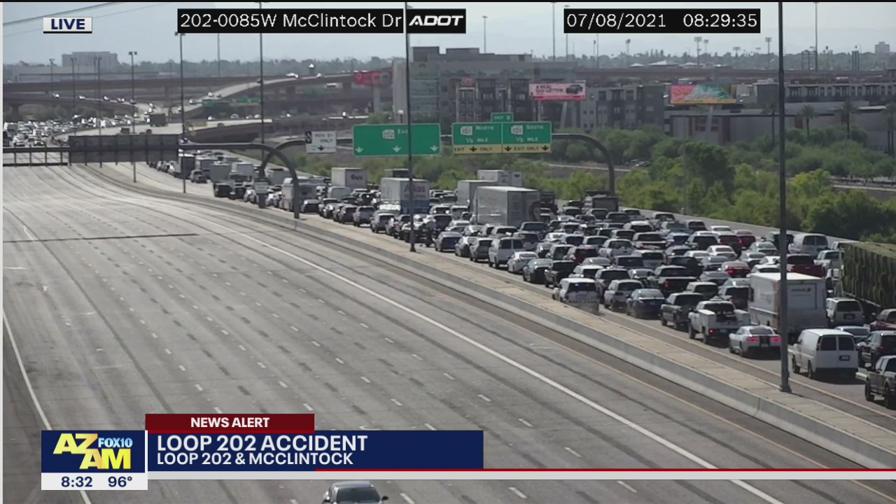 Rollover crash causes major backups on Loop 202 in Tempe | FOX 10 Phoenix