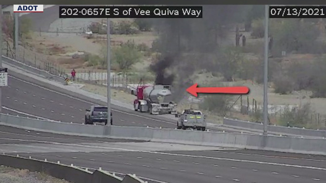 No injuries reported in tanker fire on Loop 202 in Phoenix