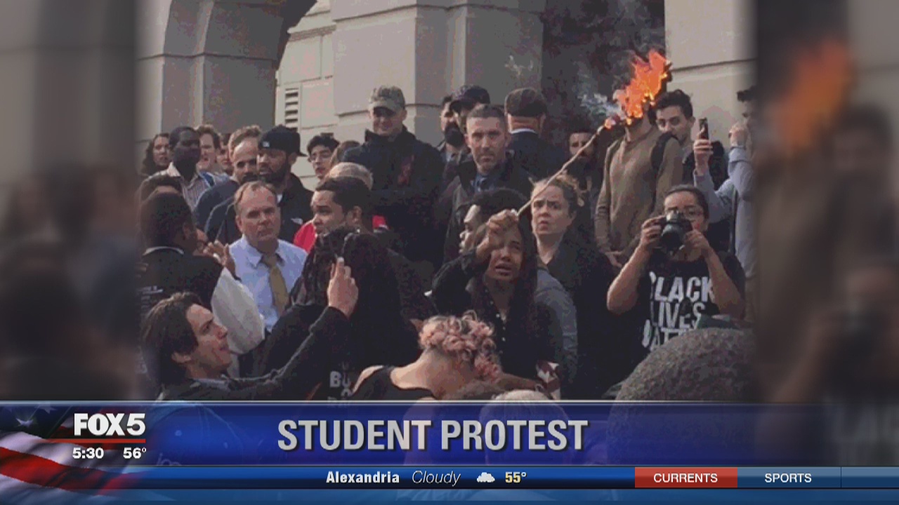 Students burn American flags at American University to protest Trump's ...
