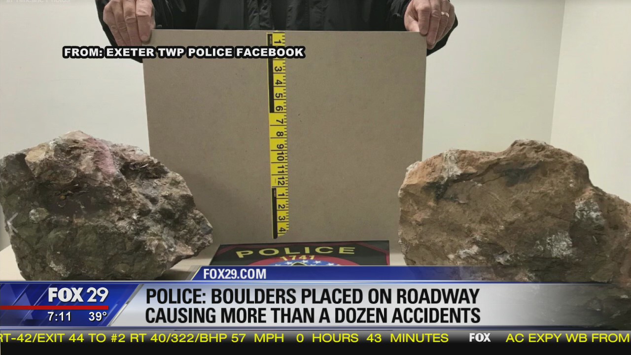 Police: Boulders placed on roadways cause more than a dozen accidents ...
