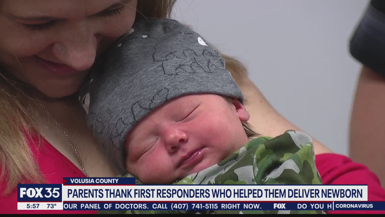Parents thank first responders who helped them deliver newborn