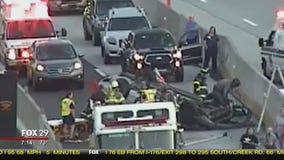 Driver rescued from overturned car on Rt. 422