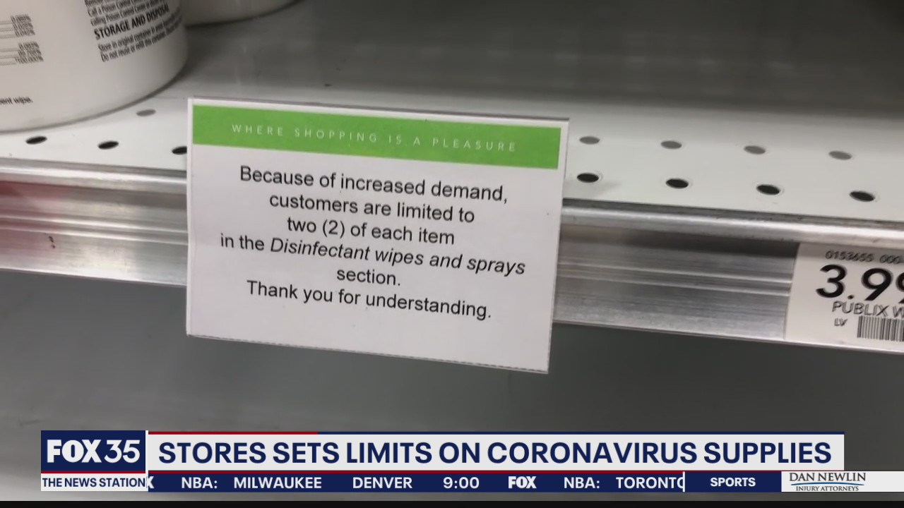 Stores set limits on coronavirus supplies