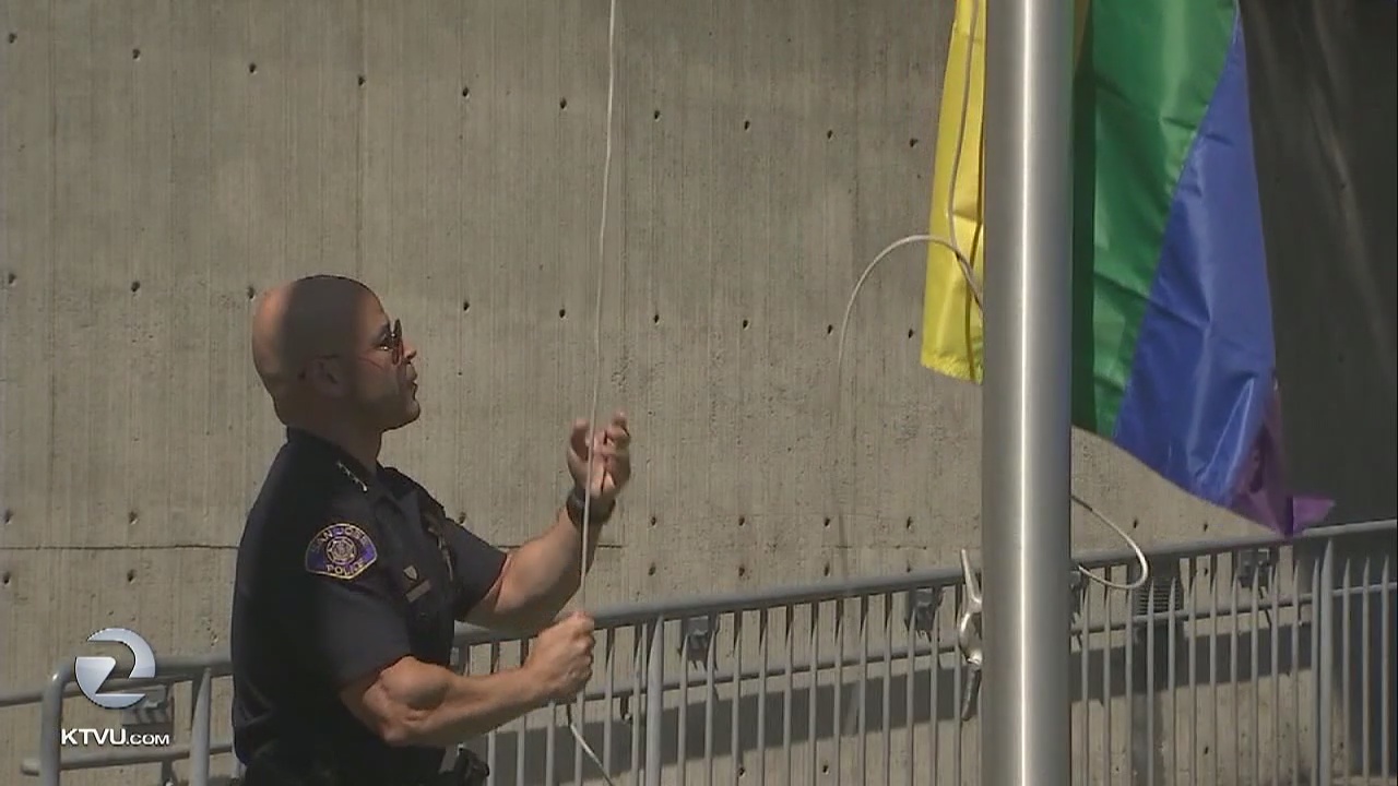 San Jose police chief raises Pride flag outside department's headquarters
